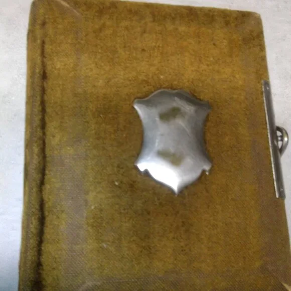 Edwardian era Photo album sweud with silver plated medallion & buckle